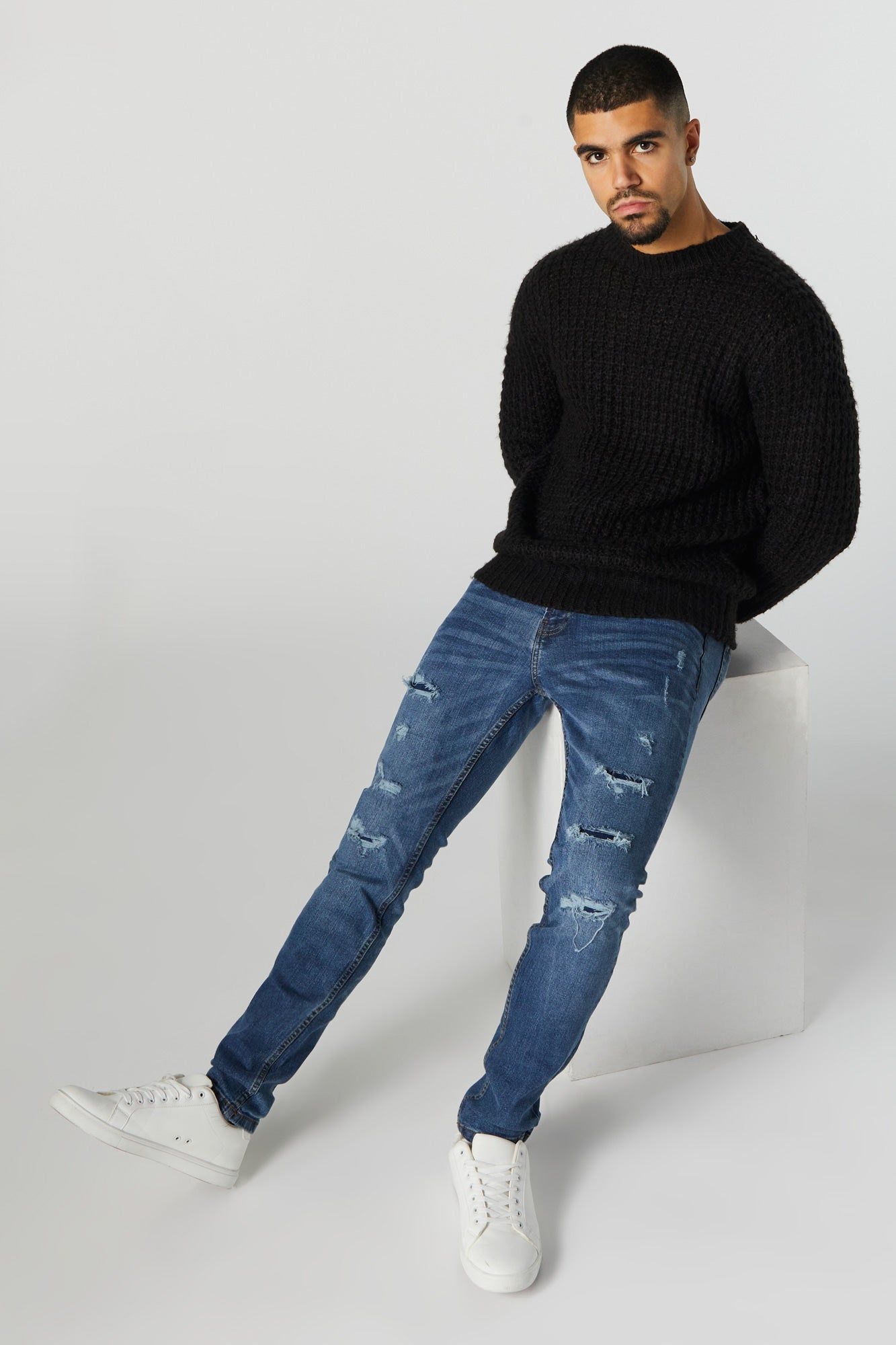 Distressed Medium Wash Skinny Jean sold by Urban Planet