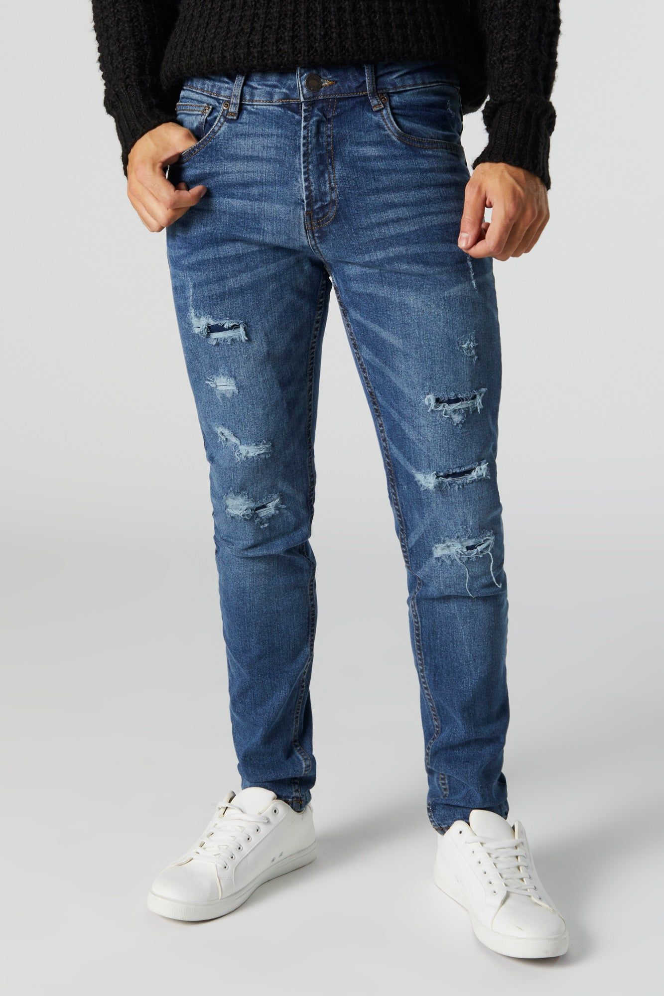 Distressed Medium Wash Skinny Jean sold by Urban Planet product image thumbnail 2