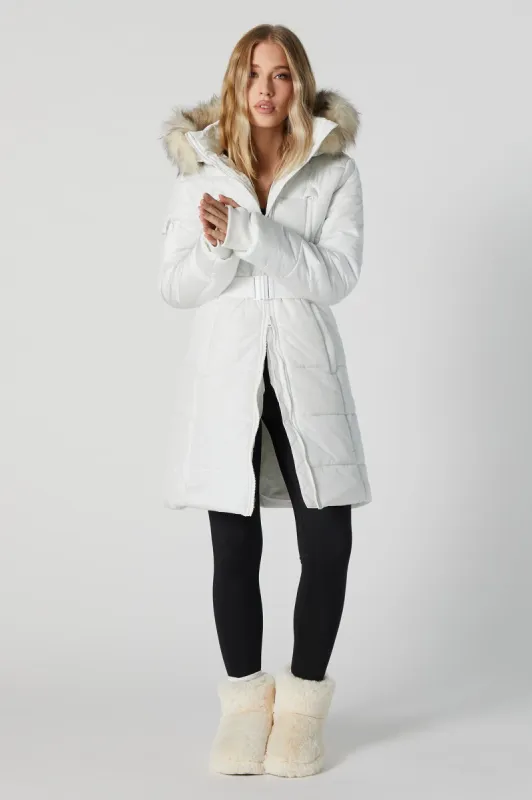 Nylon Belted Puffer Parka sold by Urban Planet