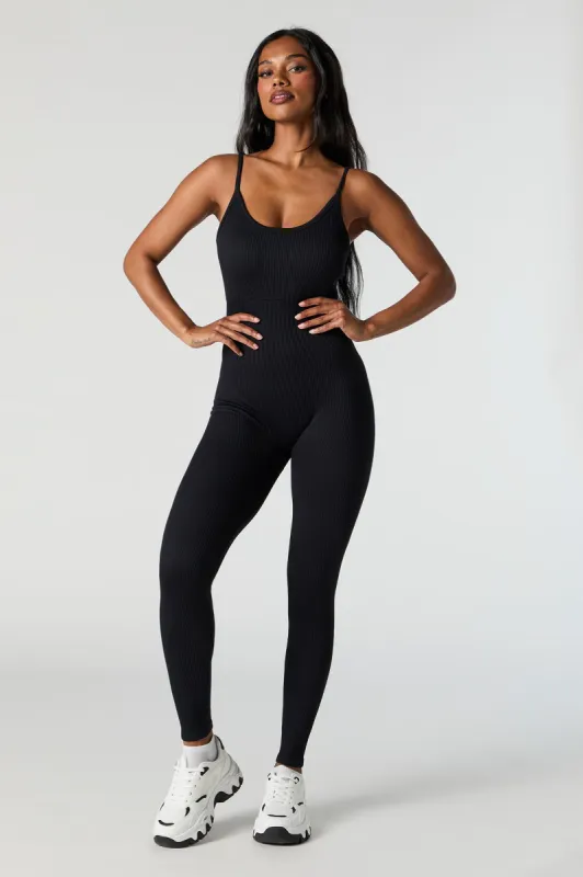 Active Seamless Ribbed Scoop Neck Jumpsuit sold by Urban Planet
