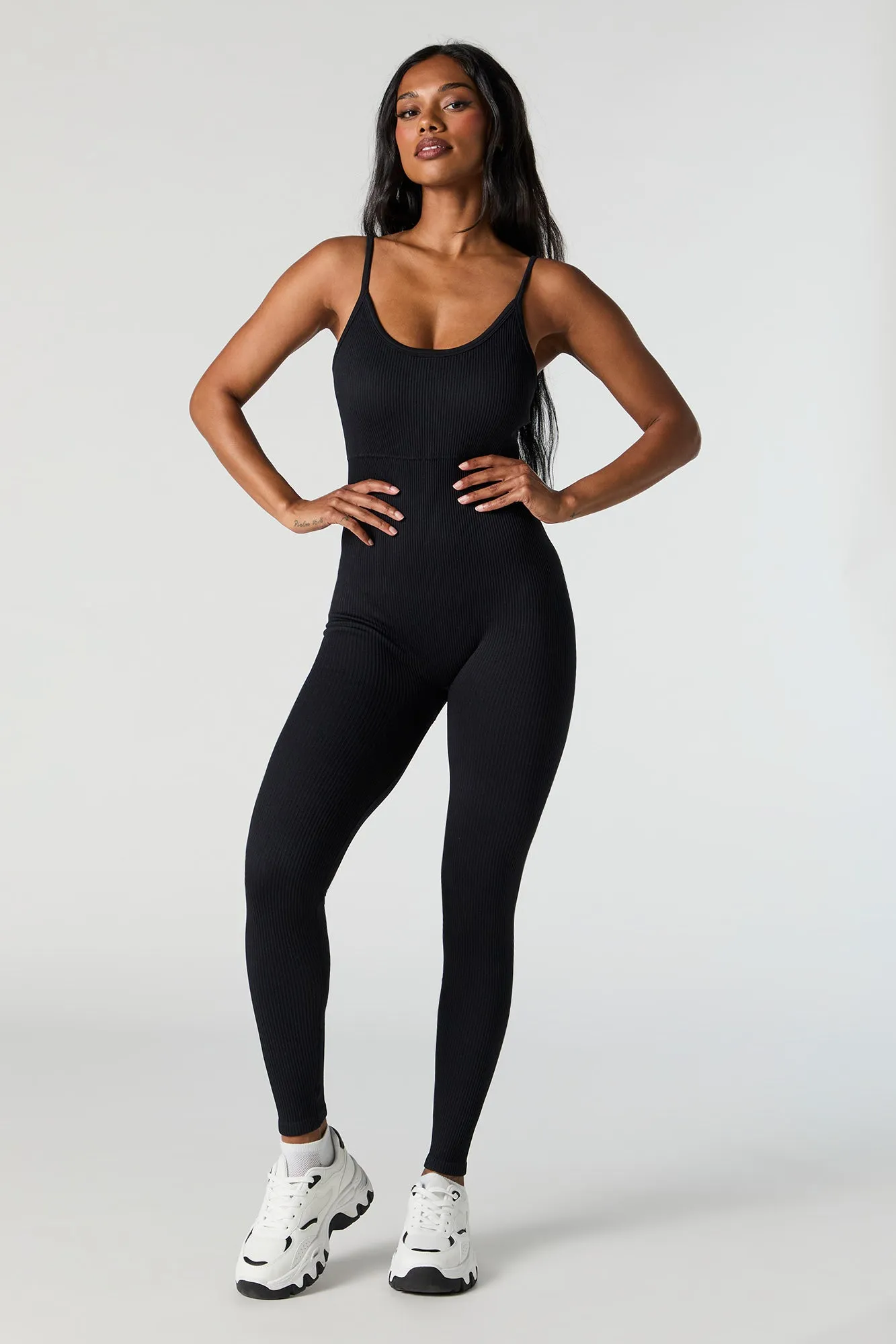 Active Seamless Ribbed Scoop Neck Jumpsuit sold by Urban Planet