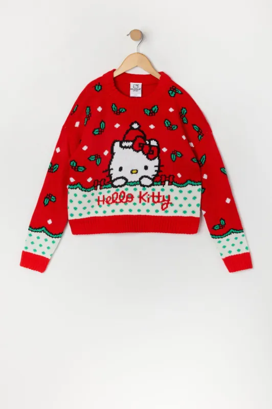 Girls Hello Kitty Jacquard Knit Christmas Sweater sold by Urban Planet
