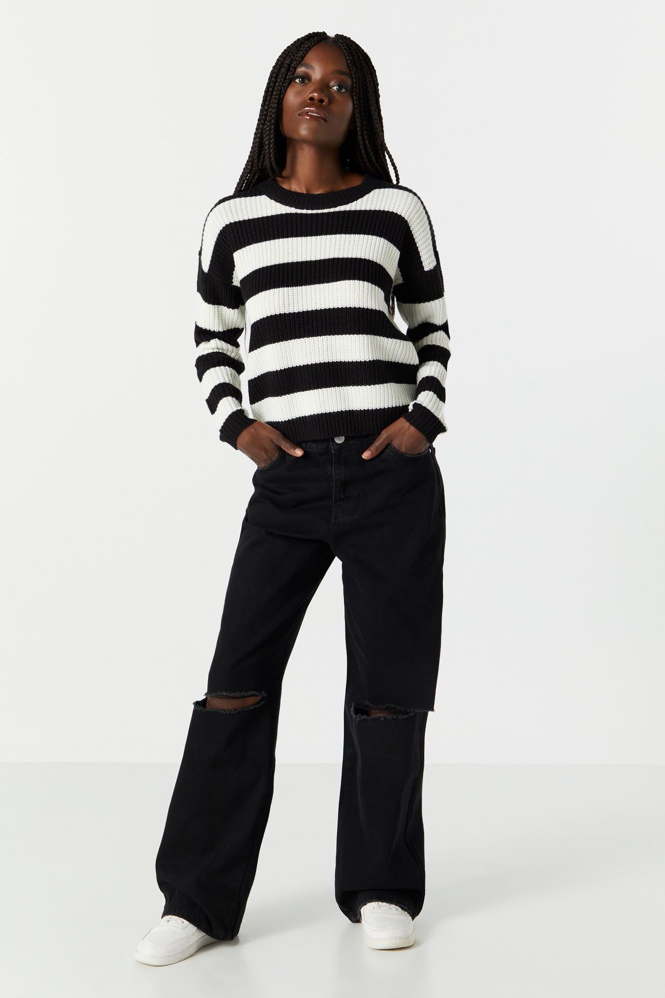 Striped Crewneck Knit Sweater sold by Urban Planet product image thumbnail 6