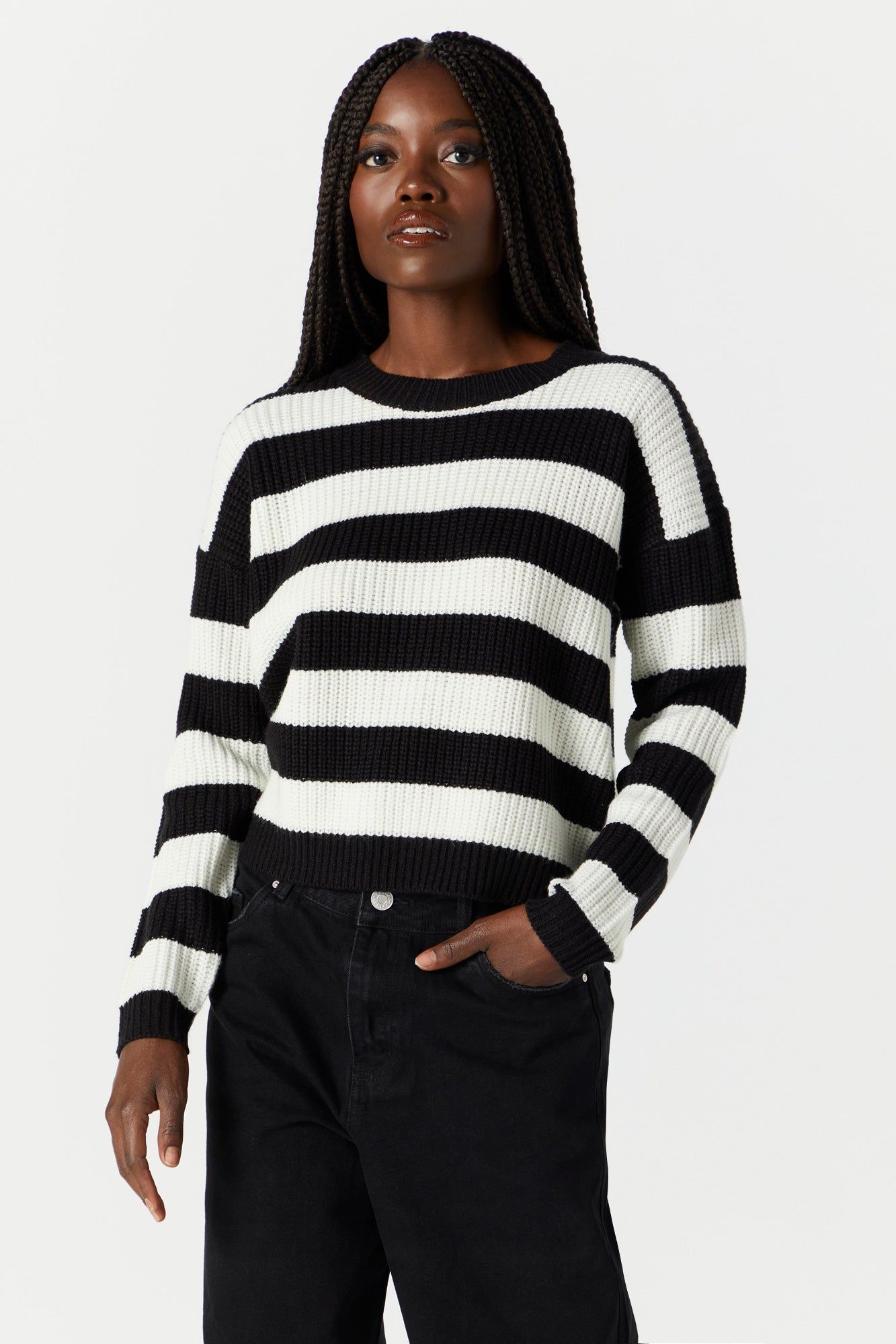 Striped Crewneck Knit Sweater sold by Urban Planet product image thumbnail 4