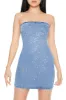 Rhinestone Denim Strapless Mini Dress sold by Urban Planet