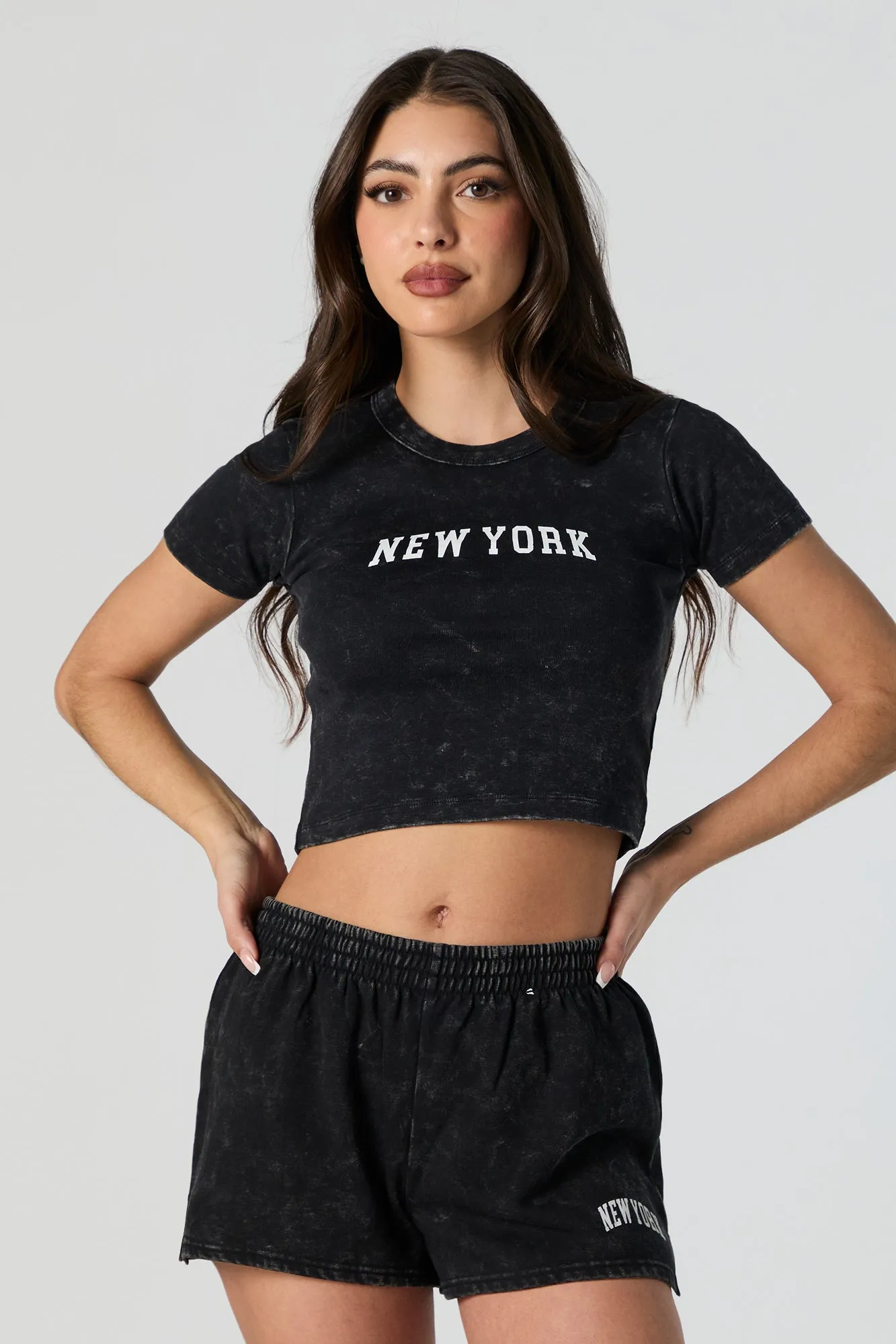New York Graphic Washed Cropped T-Shirt sold by Urban Planet