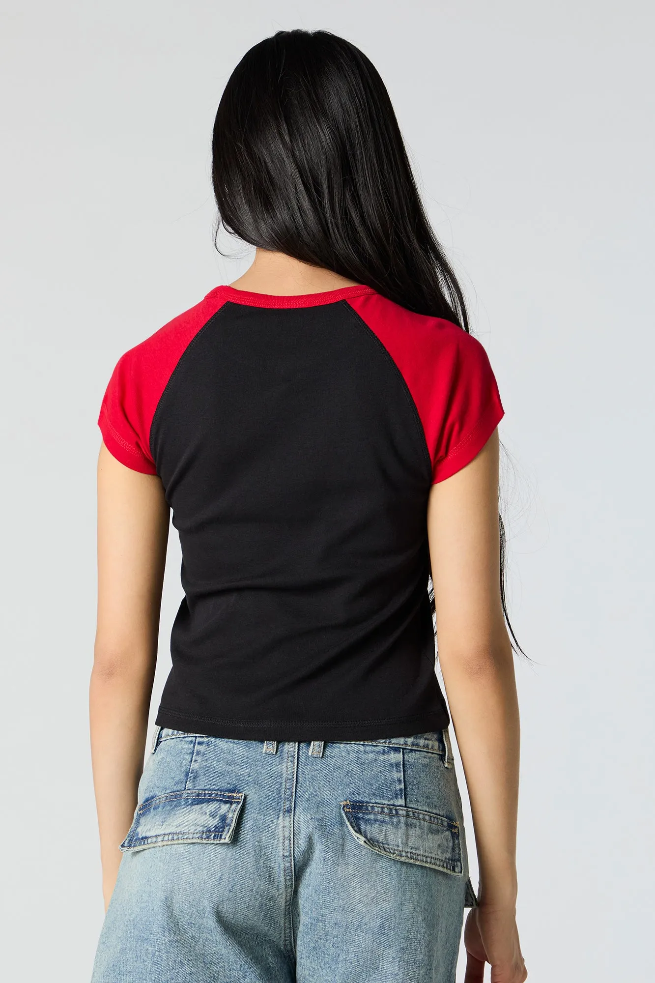The Rolling Stones Rhinestone Graphic Raglan T-Shirt sold by Urban Planet product image thumbnail 4