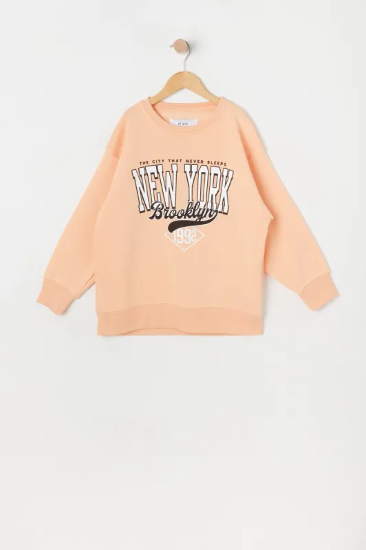 Girls Fleece Oversized New York Graphic Sweatshirt sold by Urban Planet