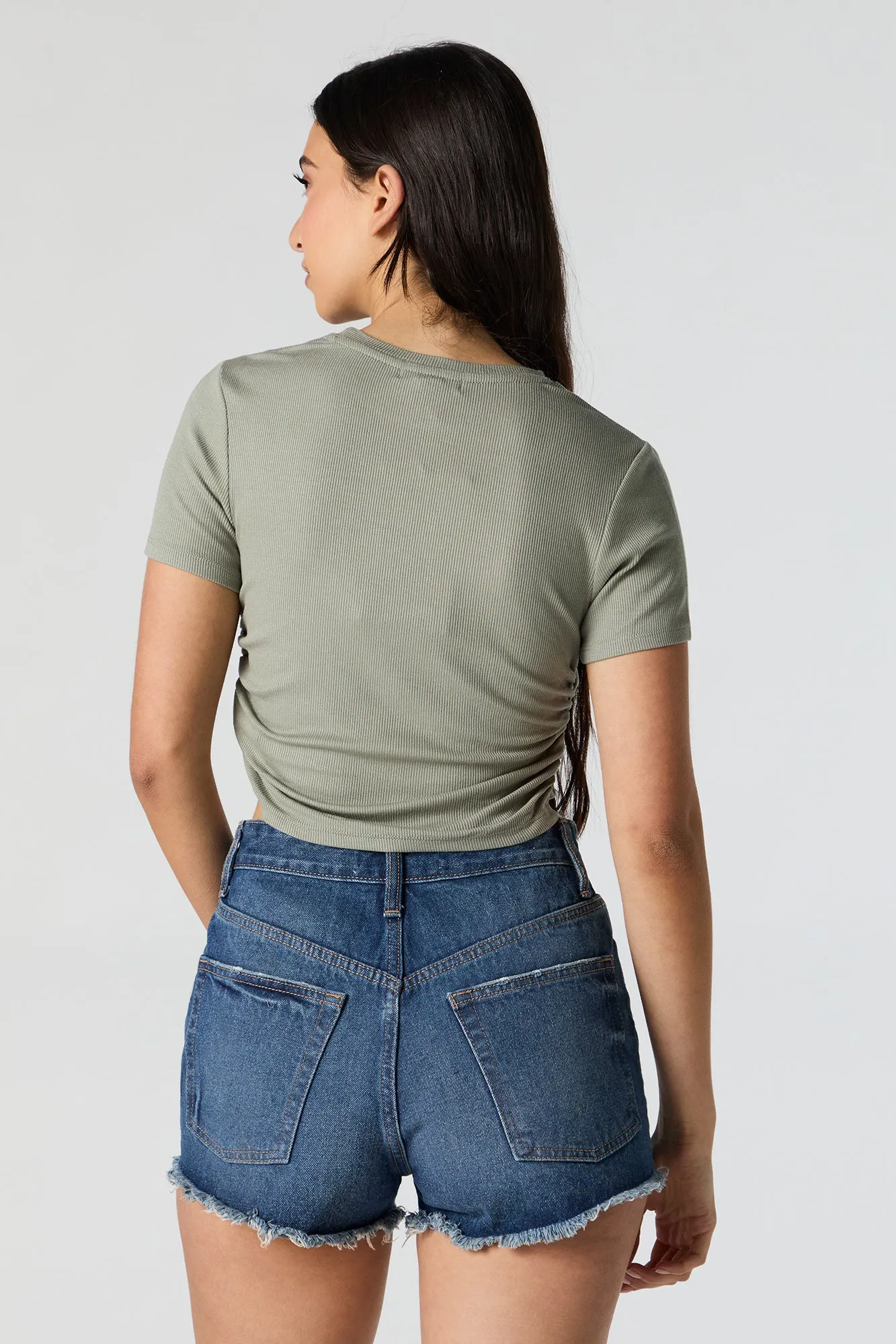 Ribbed Side Cinched Cropped T-Shirt sold by Urban Planet product image thumbnail 2