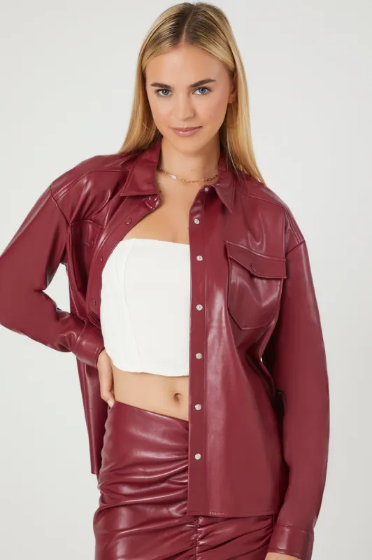Faux Leather Shacket sold by Urban Planet