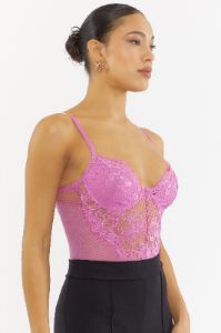 Lace Fishnet Bustier Bodysuit sold by Urban Planet
