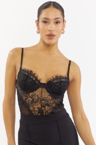 Lace Fishnet Bustier Bodysuit sold by Urban Planet