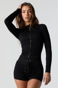 Sommer Ray Seamless Ribbed Zip-Up Top sold by Urban Planet