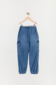 Girls Light Wash Denim Cargo Jogger sold by Urban Planet