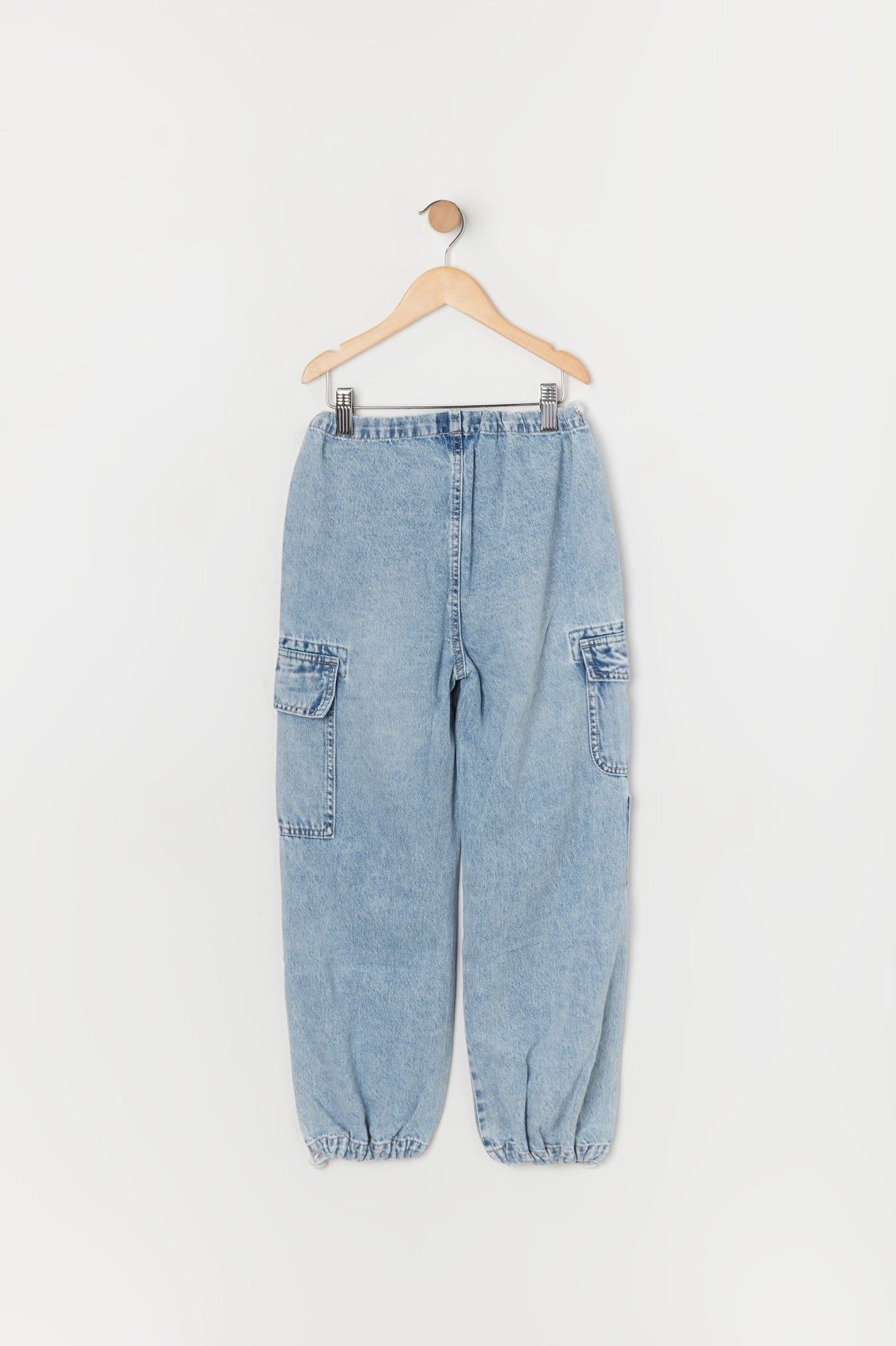 Girls Light Wash Denim Cargo Jogger sold by Urban Planet product image thumbnail 4