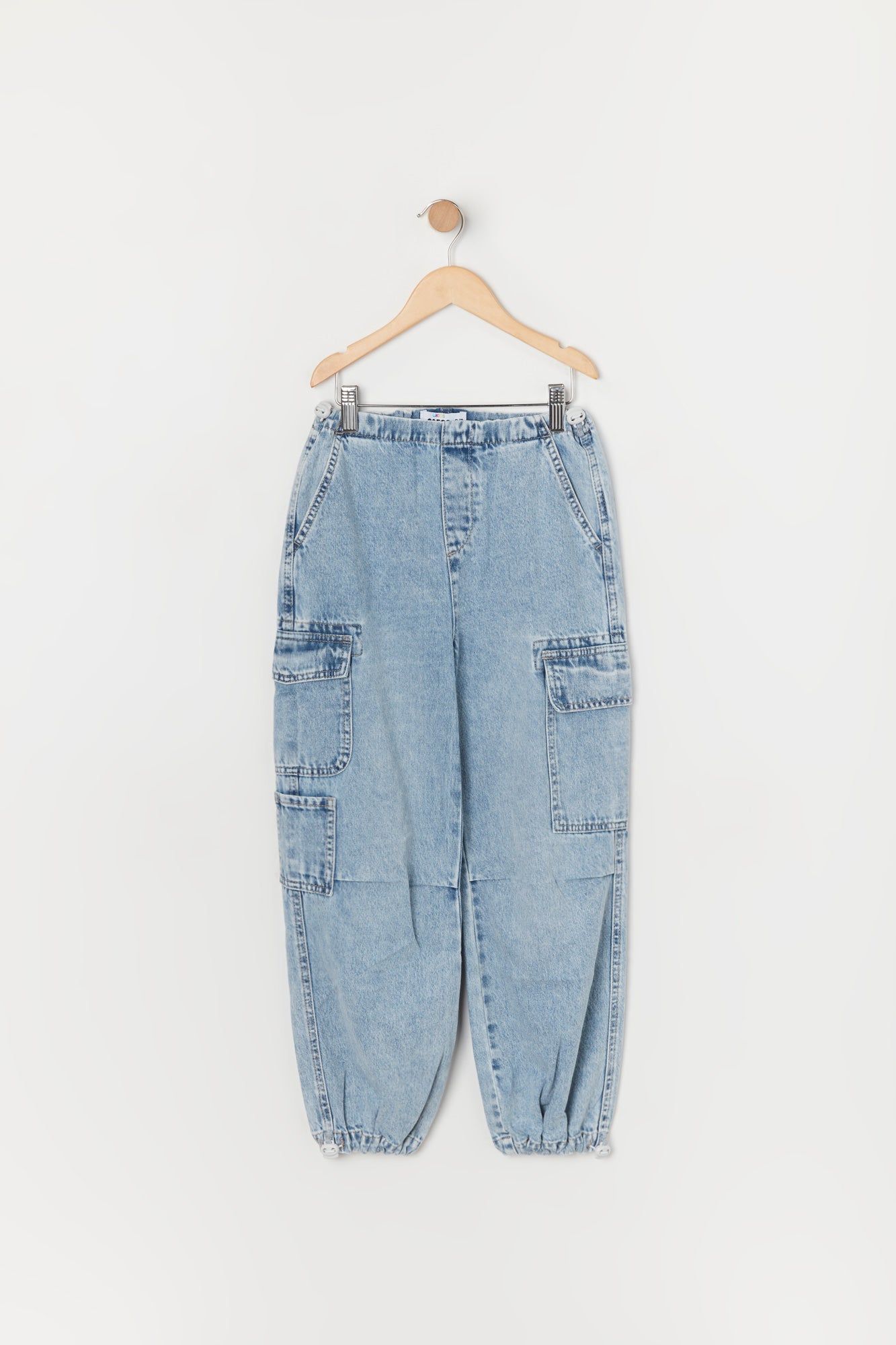 Girls Light Wash Denim Cargo Jogger sold by Urban Planet product image thumbnail 3