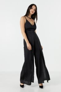 Satin V-Neck Jumpsuit sold by Urban Planet
