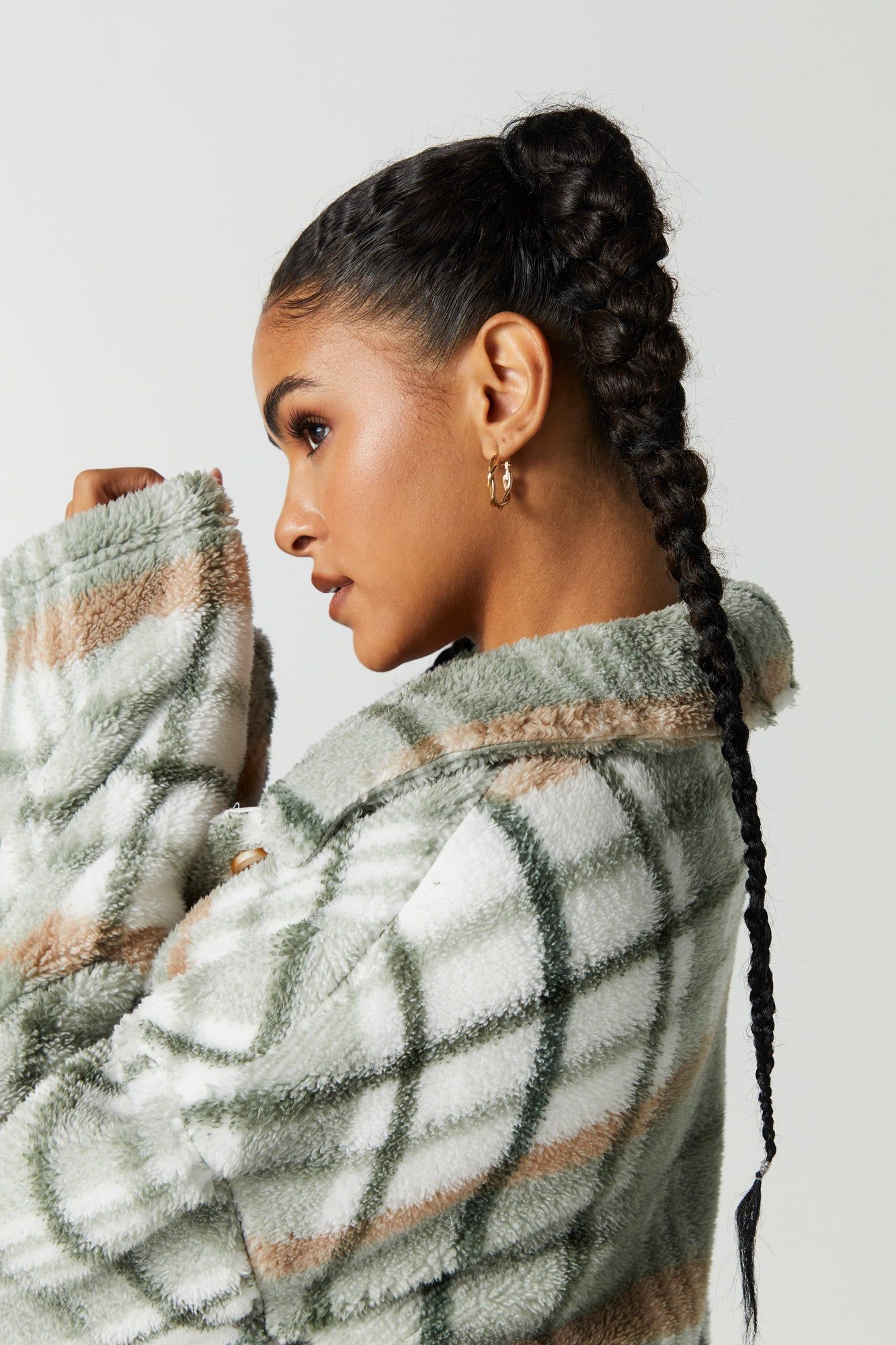 Plush Plaid Shacket sold by Urban Planet product image thumbnail 3