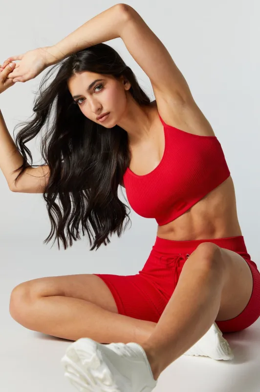 Red Sommer Ray Active Seamless Ribbed Sports Bra sold by Urban Planet