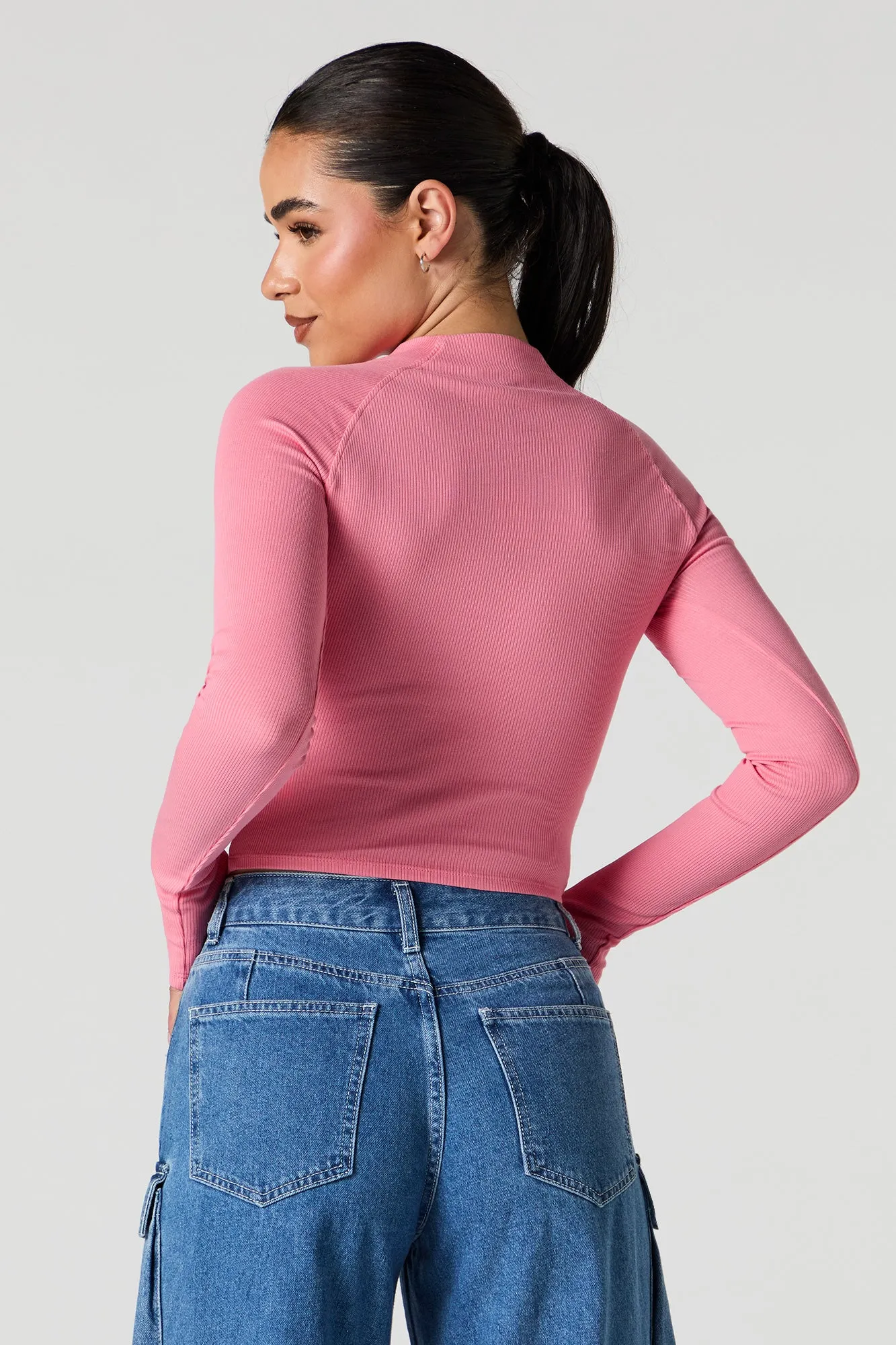 Haut côtelé à manches longues avec col cheminée sold by Urban Planet product image thumbnail 2