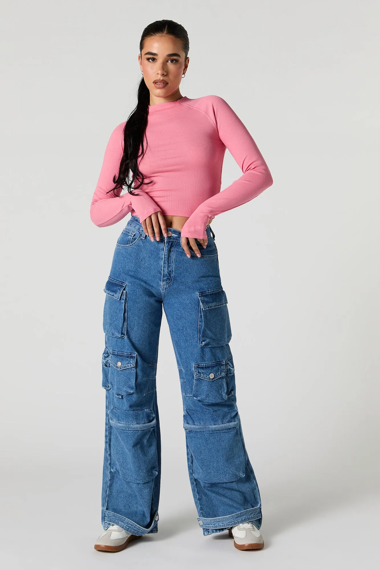 Haut côtelé à manches longues avec col cheminée sold by Urban Planet product image thumbnail 3