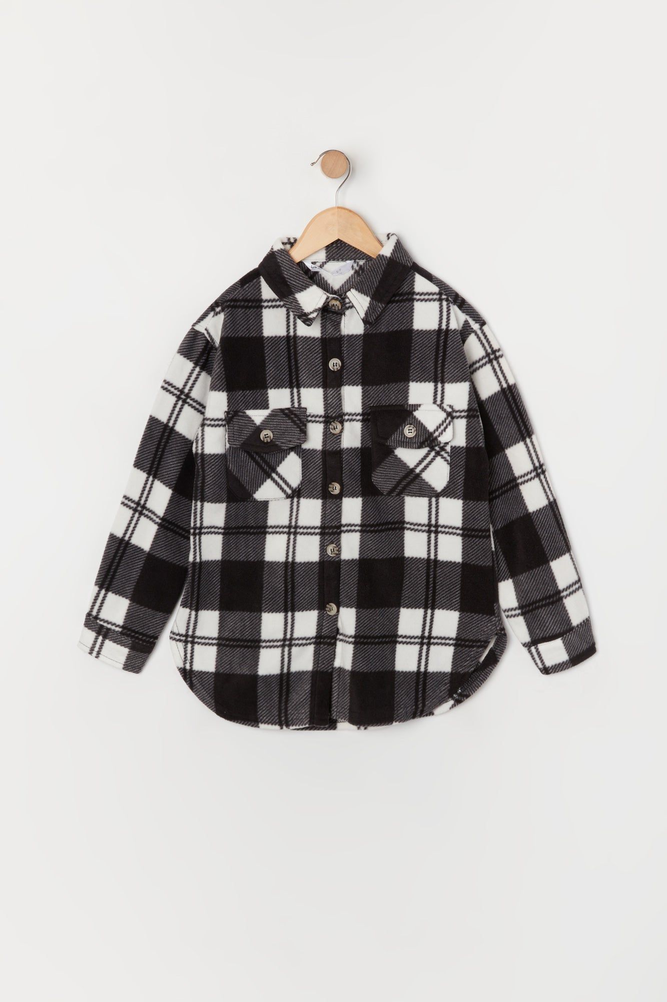 Girls Polar Fleece Plaid Shacket sold by Urban Planet