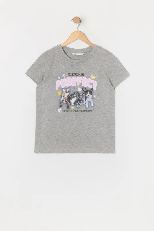 Girls Purrfect Graphic T-Shirt sold by Urban Planet