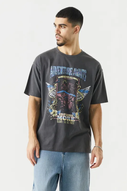 Adventure Awaits Graphic Relaxed T-Shirt sold by Urban Planet