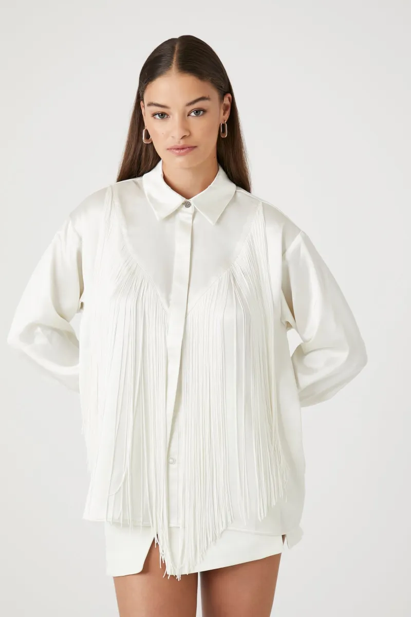 Chemisier en satin avec col et franges sold by Urban Planet