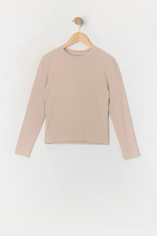 Haut côtelé uni à manches longues pour fille sold by Urban Planet