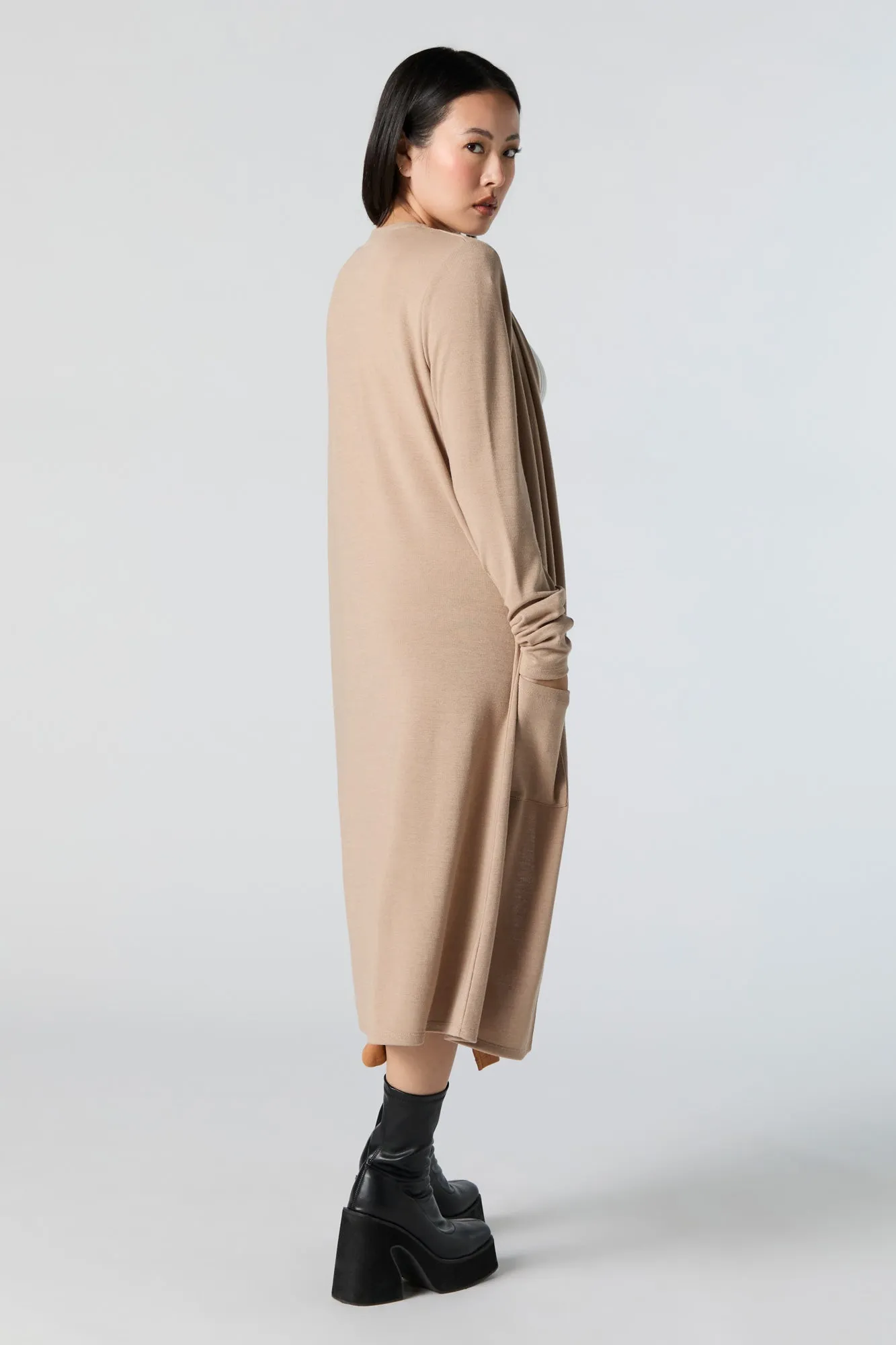 Open Front Long Sleeve Longline Cardigan sold by Urban Planet product image thumbnail 3