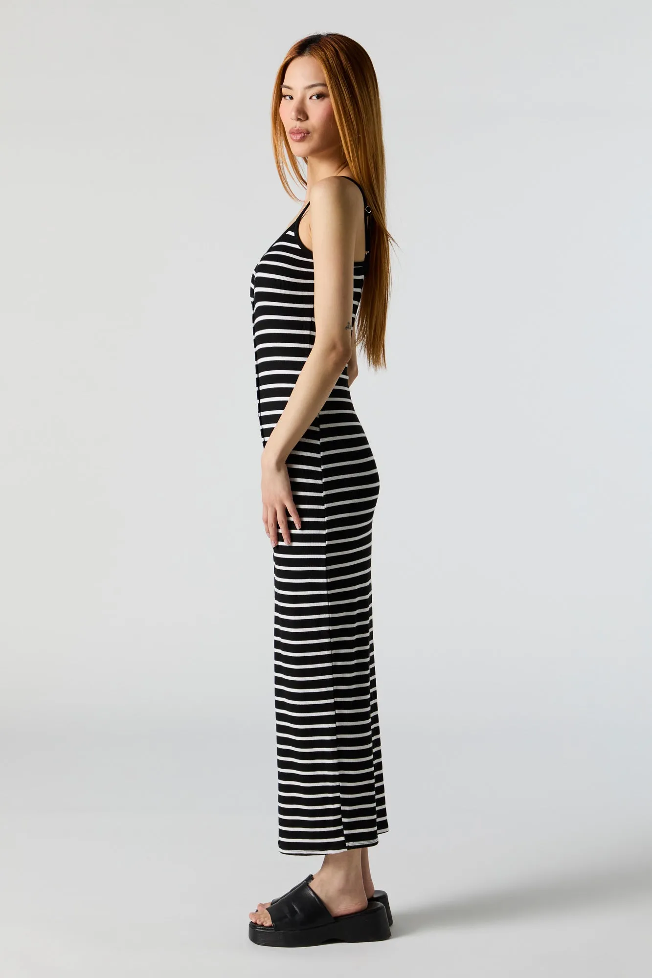 Striped Ribbed Button Front Bodycon Maxi Dress sold by Urban Planet product image thumbnail 5