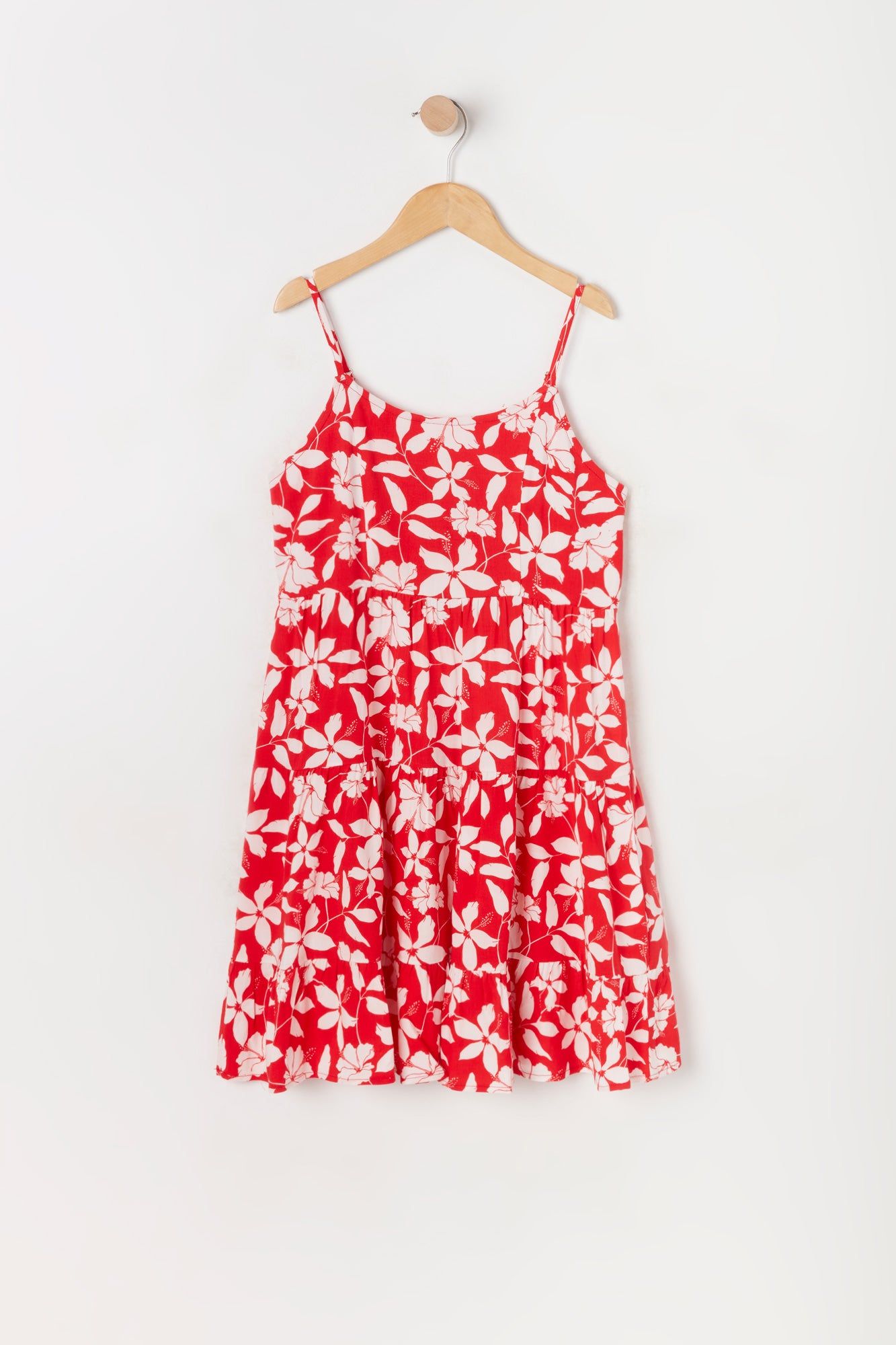 Girls Red Floral Tiered Dress sold by Urban Planet