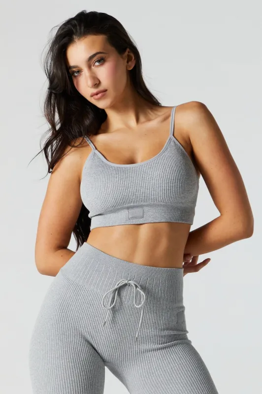 Grey Sommer Ray Active Seamless Ribbed Sports Bra sold by Urban Planet
