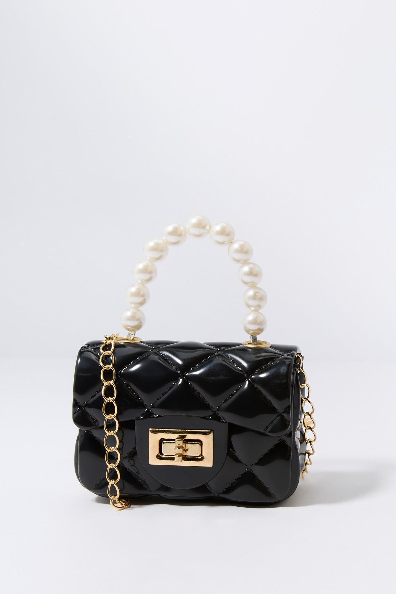 Girls Jelly Quilted Pearl Handle Purse sold by Urban Planet product image thumbnail 4