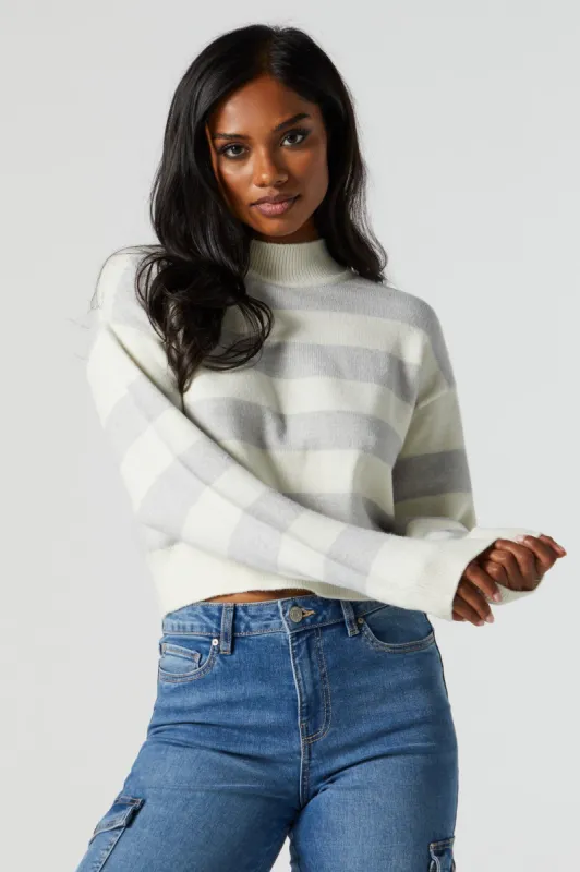 Striped Mock Neck Sweater sold by Urban Planet