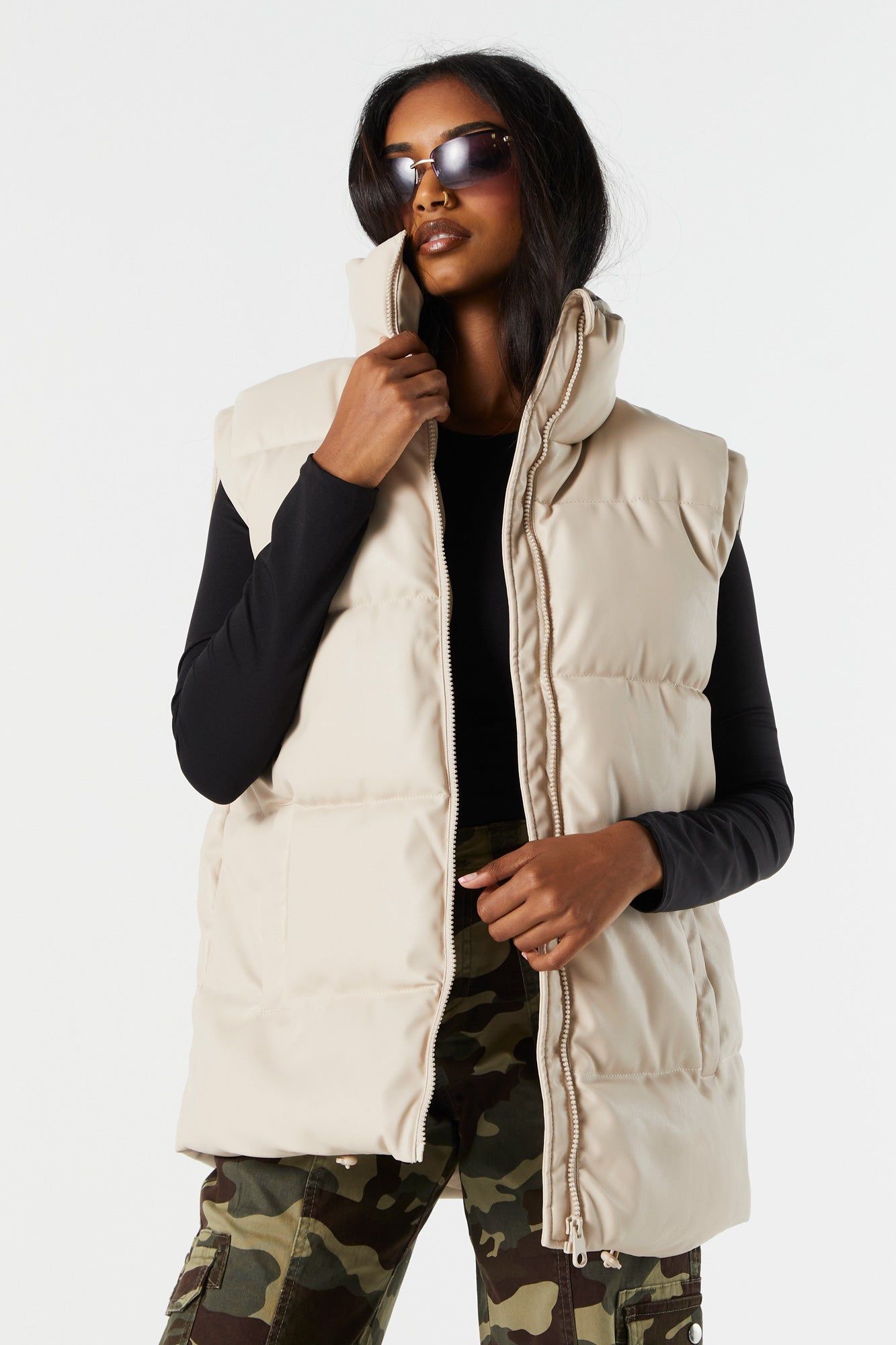 Faux Leather Oversized Puffer Vest sold by Urban Planet product image thumbnail 2