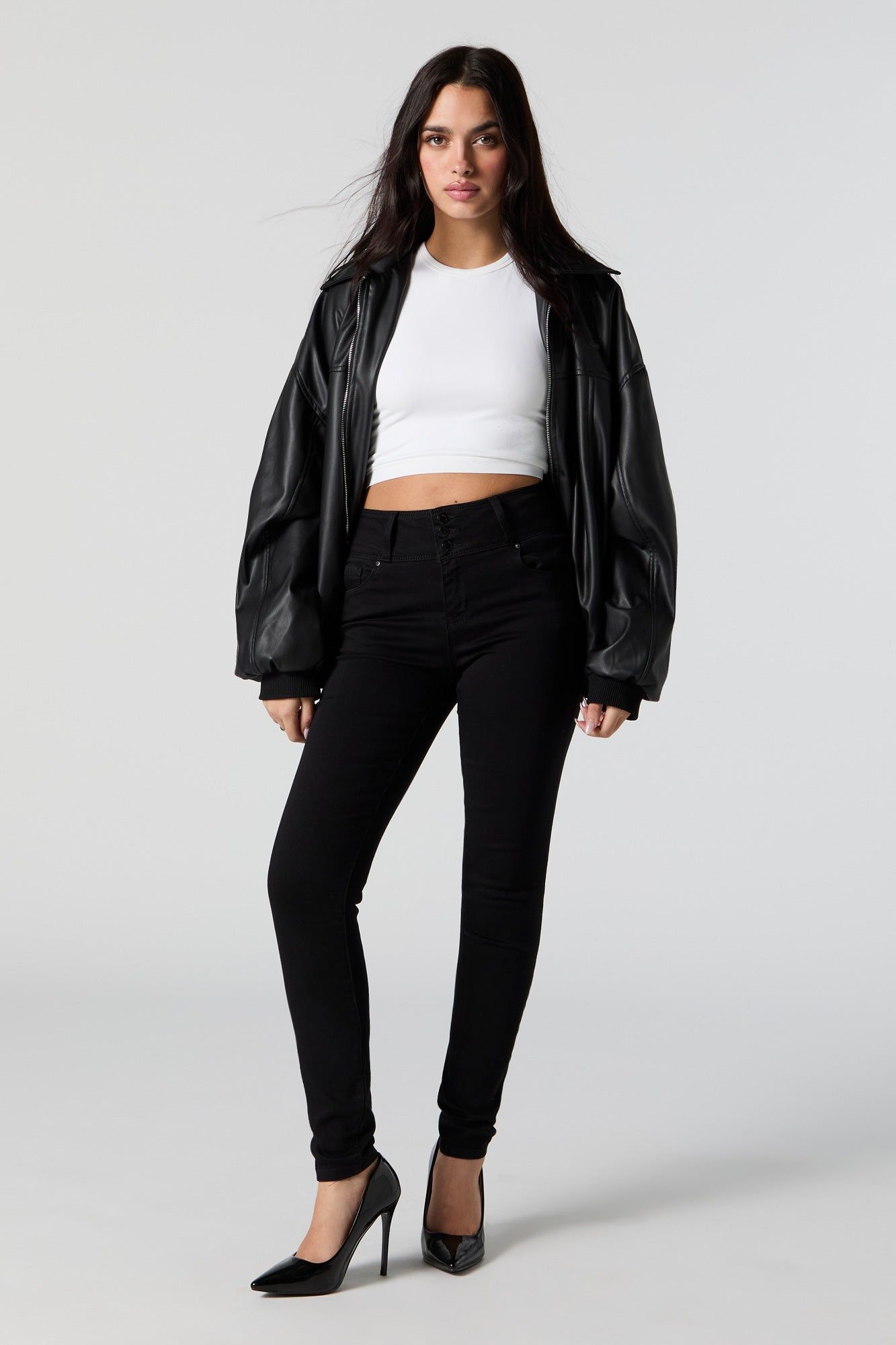 Jean ajusté à taille haute et triple bouton sold by Urban Planet product image thumbnail 4