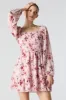 Pink Floral Smocked Long Sleeve Mini Dress sold by Urban Planet