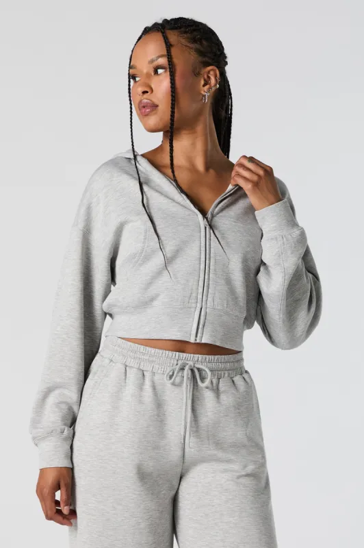 Active Zip-Up Cropped Fleece Hoodie sold by Urban Planet