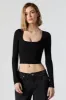 Ribbed Long Sleeve Corset Top sold by Urban Planet