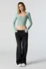 Ribbed Long Sleeve Corset Top sold by Urban Planet