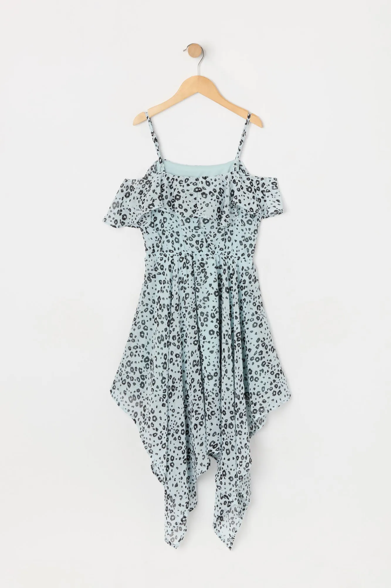 Girls Cheetah Print Chiffon Off Shoulder Dress sold by Urban Planet product image thumbnail 2