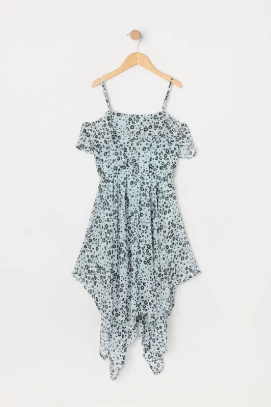 Girls Cheetah Print Chiffon Off Shoulder Dress sold by Urban Planet