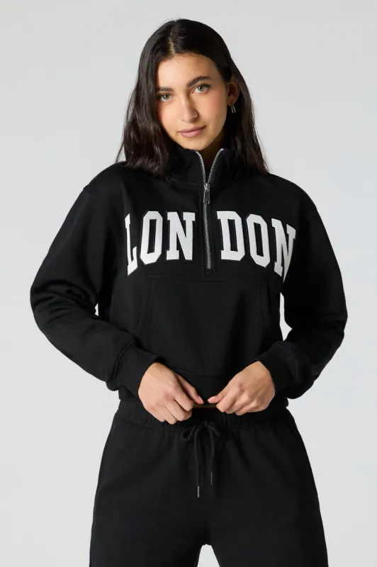 London Embroidered Half Zip Fleece Sweatshirt sold by Urban Planet