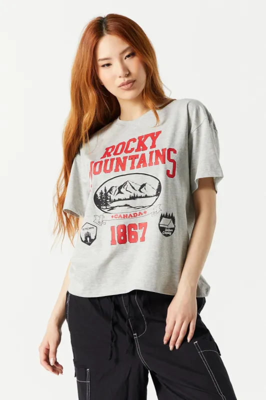 T-shirt de coupe garçonne à imprimé Rocky Mountains sold by Urban Planet