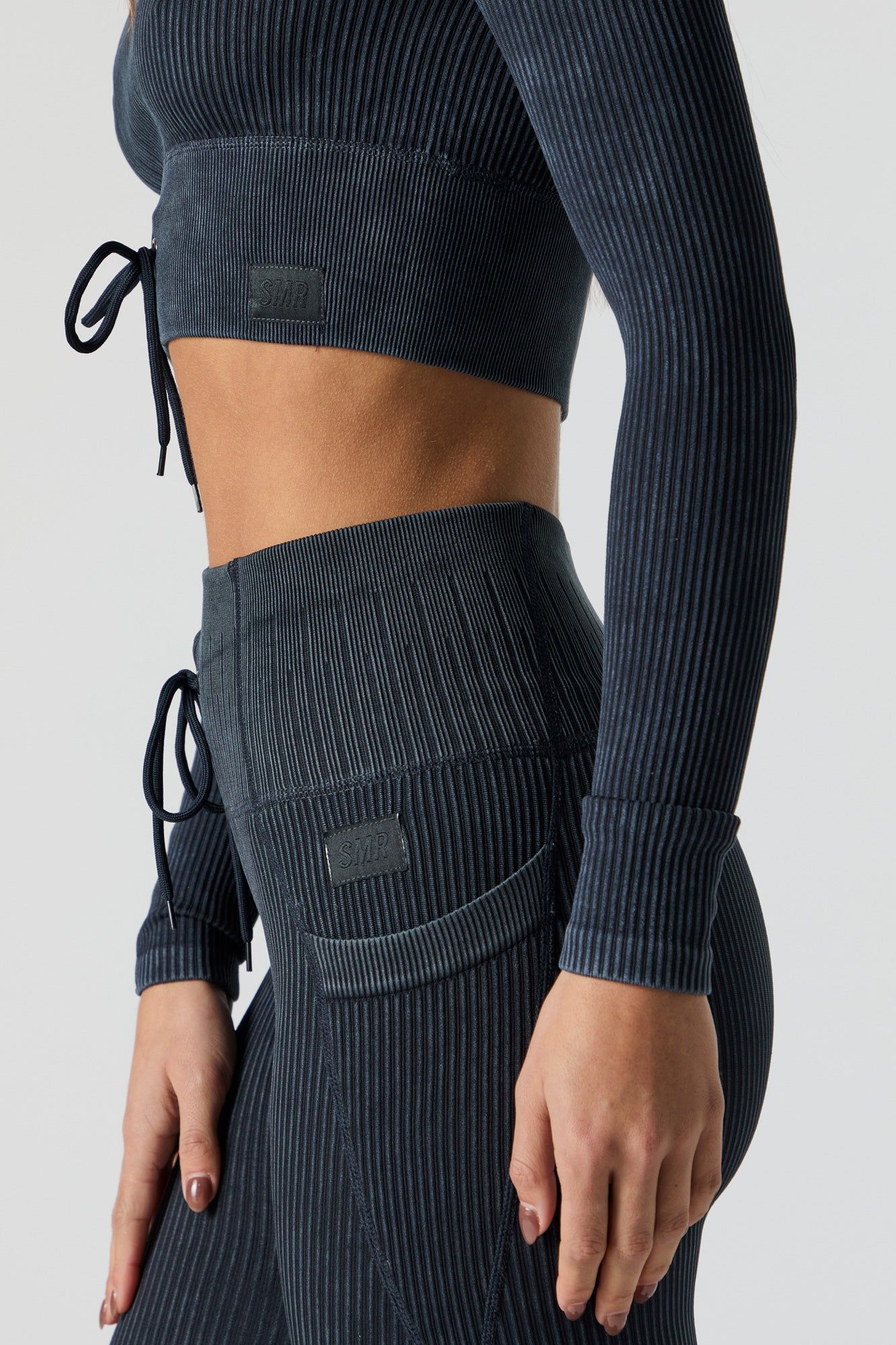 Haut Sommer Ray côtelé délavé sans couture avec taille coulissante sold by Urban Planet product image thumbnail 4