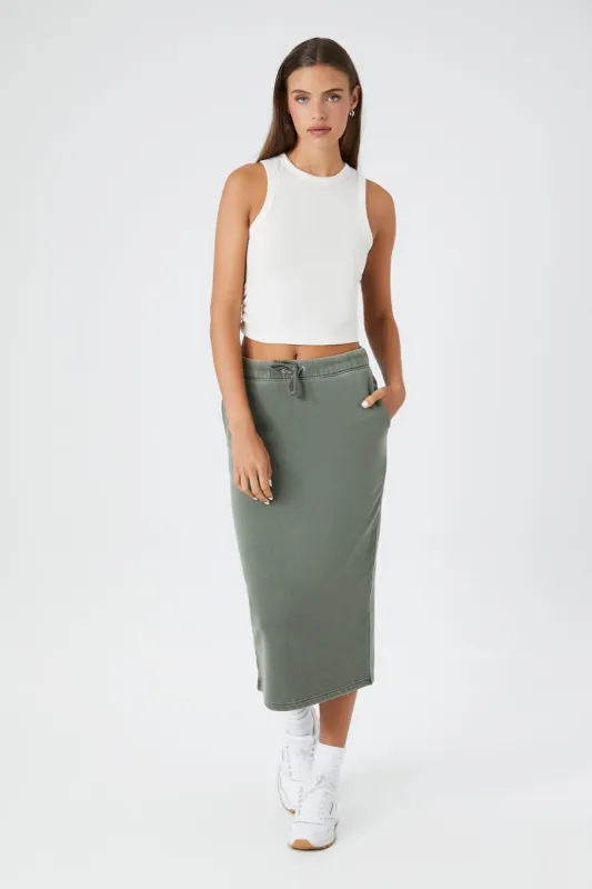 Fleece Mineral Wash Midi Skirt sold by Urban Planet
