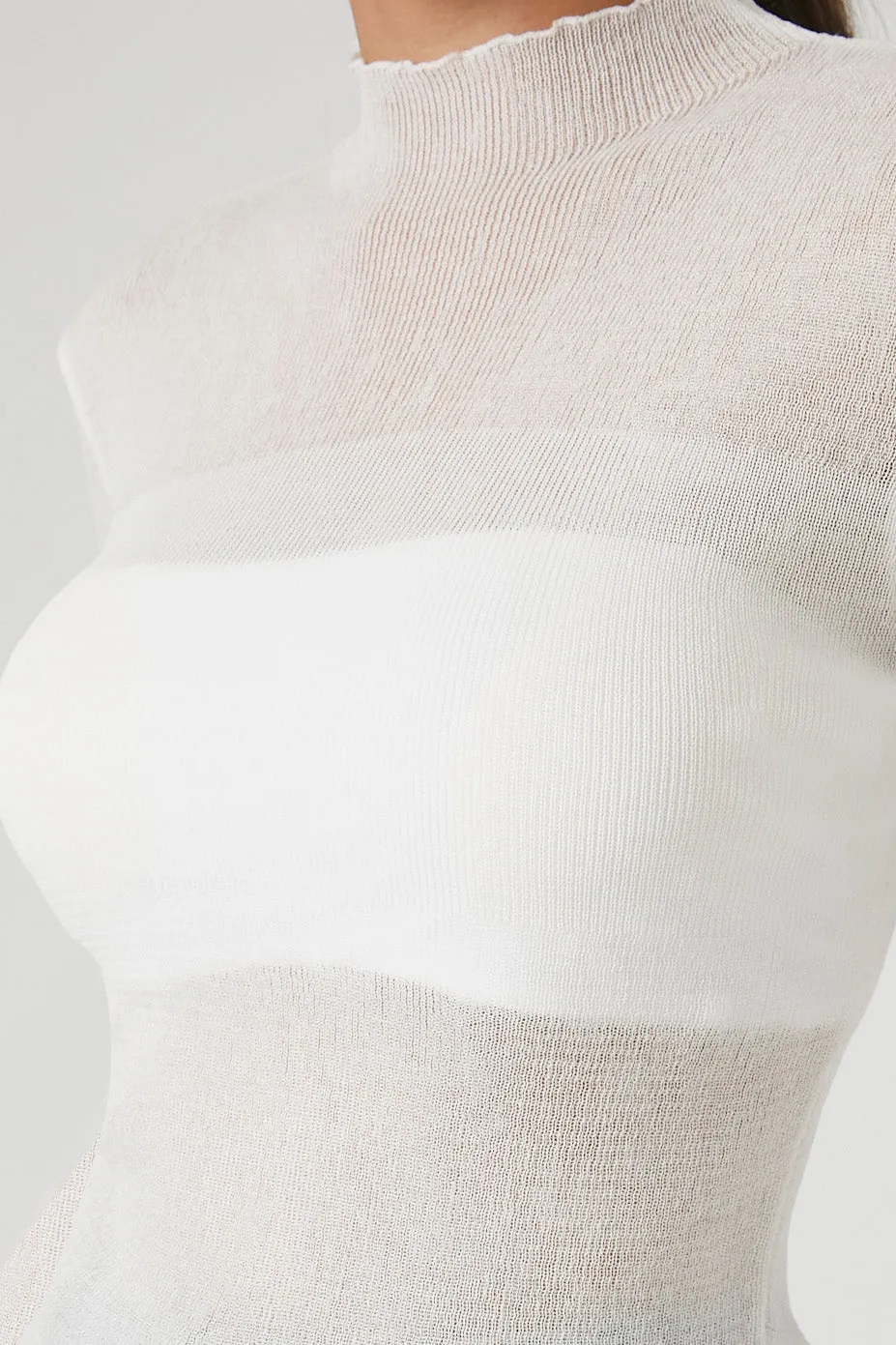 Haut en tricot semi-diaphane à manches longues avec col cheminée sold by Urban Planet product image thumbnail 5