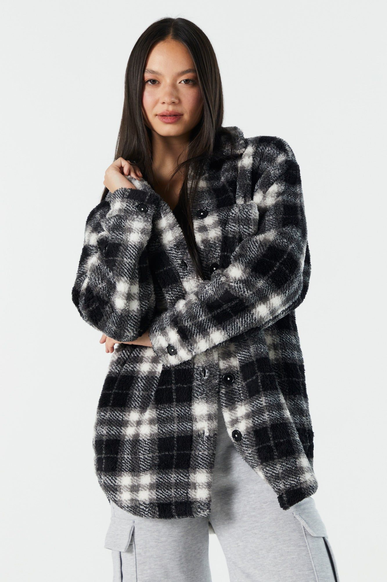 Plush Aztec Button-Up Jacket sold by Urban Planet
